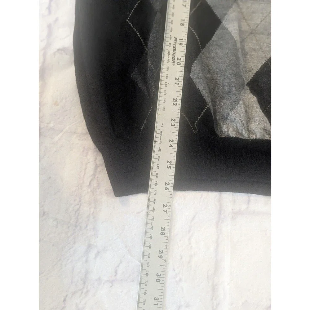 Brandini Argyle Black & Gray‎ Pullover WOOL Sweater Mens XL Made in Italy